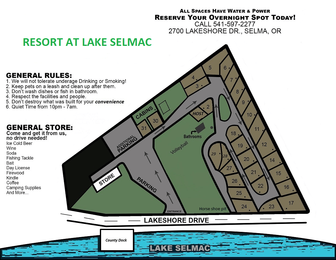 map of resort at lake selmac